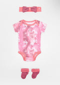 Coffret Jordan 3 pièces, Body + Bandeau + Chausson Rose